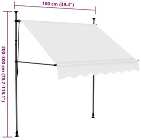 Toldo retrátil manual com LED 100 cm creme