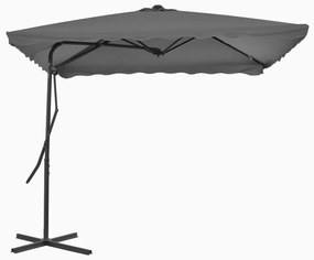 Guarda-sol de exterior com poste em aço 250x250 cm antracite