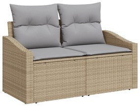 Conjunto de Sofá de Jardim de 8 Peças com Almofadas Bege Polyrattan