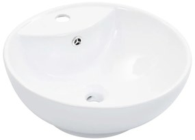 vidaXL Lavatório com extravasamento 46,5x18 cm cerâmica branco