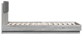 Estrutura de cama c/ cabeceira/luzes LED 100x200cm cinza sonoma