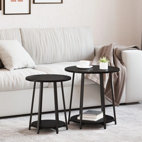 Mesa de apoio vidaXL 2 pcs Preto Carvalho Madeira Engenharia e Metal