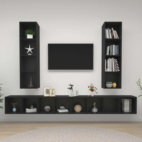 vidaXL Armários de parede para TV 4 pcs contraplacado preto