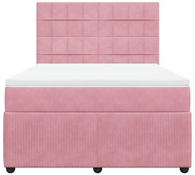 Cama com molas/colchão 140x190 cm veludo rosa