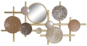 Decoração de Parede Dkd Home Decor Espelho Bege Dourado Metal Círculos (124,5 X 5,7 X 63,5 cm)