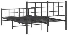 Estrutura de cama com cabeceira e pés 135x190 cm metal preto