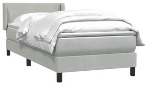 Cama com molas/colchão cinzento-claro 80x220 cm veludo