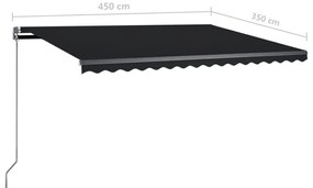 Toldo retrátil manual independente 450x350 cm antracite