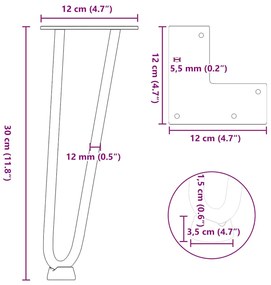 Pernas de grampo para mesa de centro 4 peças Aço natural 30 cm Aço mac