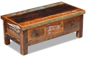 Mesa de centro + gavetas 90x45x35 cm madeira reciclada maciça