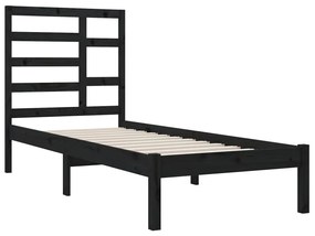 Estrutura de cama 100x200 cm madeira maciça preto