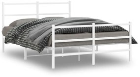 vidaXL Estrutura de cama com cabeceira e pés 140x190 cm metal branco