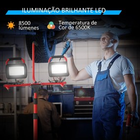 Projetor LED Duplo Recarregável de Alumínio com Tripé Dobrável 8500 Lú