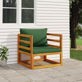 Cadeira de jardim acácia maciça c/ almofadões verdes