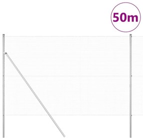 Cerca de Arame Soldado com 13 Postes 1.5x50 m de Aço Galvanizado