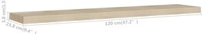 Prateleiras parede suspensas 4 pcs 120x23,5x3,8cm MDF carvalho