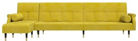 Sofá-cama em forma de L 271x140x70 cm veludo amarelo