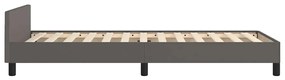 Estrutura cama c/ cabeceira sem colchão 100x200 cm cinzento