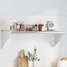 vidaXL Prateleira de parede 100x45x31 cm aço inoxidável prateado