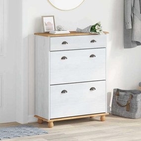 vidaXL Armário para Sapatos ASKIM Branco 85x35x108 cm Madeira Sólida de Pinho
