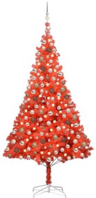 vidaXL Árvore Natal artificial pré-iluminada c/ bolas PVC vermelho