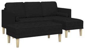 vidaXL Conjunto de Sofás com almofada 2 pcs Preto Poliéster