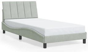 Estrutura de cama c/ luzes LED 100x200 cm veludo cinzento-claro
