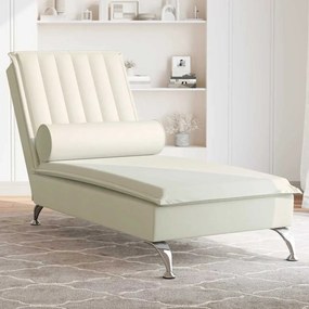 Chaise lounge de massagem com rolo veludo creme