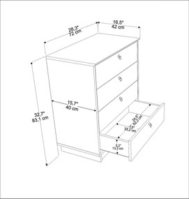 Cômoda Sahra – Branco Nogueira – 72x83,1x42 cm