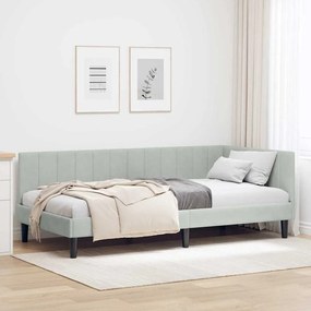 vidaXL Estrutura de Cama de Canto Cinzento-claro 100 cm x 200 cm