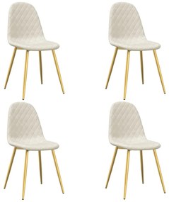 Cadeiras de jantar 4 pcs veludo branco nata