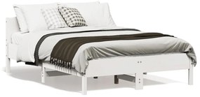 Cama sem colchão 140x190 cm madeira de pinho maciça branco