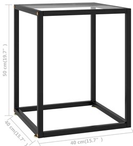 Mesa de centro 40x40x50 cm preto com vidro temperado