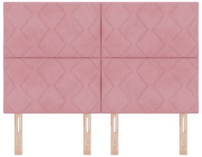 Cabeceira Design de Blocos de Diamante Rosa 140 cm Veludo