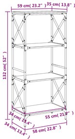 Estante c/ 4 prateleiras derivados de madeira cinzento sonoma
