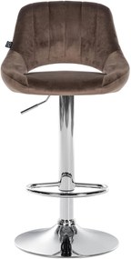 Banco alto Milet em veludo com estrutura cromada 85-106 x 47 x 48 cm Castanho