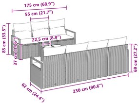 Conjunto de Sofá de Jardim vidaXL 8 Peças com Almofadas Bege Poliratta