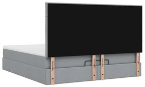 Estrutura cama otomana colchão 160x200 cm tecido cinzento claro