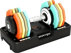 Haltere Ajustável 5 em 1 de 5 a 25 kg com Base de Armazenamento e Pega Antideslizante para Casa Ginásio Multicolor