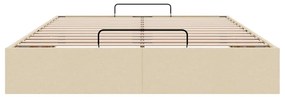 Estrutura cama otomana sem colchão 140x200 cm tecido cor creme