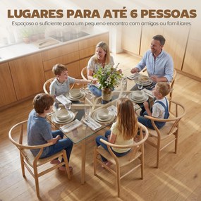 Mesa de Jantar Retangular Moderna (CADEIRAS NÃO INCLUIDAS) para 6 Pessoas Superfície de Vidro Temperado 150x75x76 cm Transparente