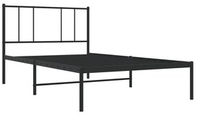 Estrutura de cama com cabeceira 90x190 cm metal preto