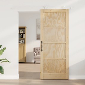 Porta Deslizante com Conjunto de Ferragens 86x211 cm Madeira Sólida de