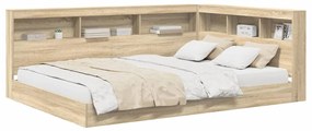 Cama Estante Carvalho Sonoma 160x200 cm - Madeira de Engenharia
