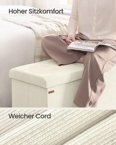 Banco dobrável com espaço de arrumação e design rebatível 38 x 110 x 38 cm Creme