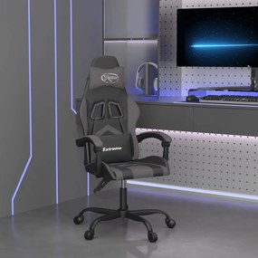 vidaXL Cadeira gaming couro artificial preto e cinzento