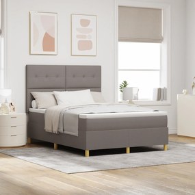 vidaXL Cama Box Spring com Colchão Taupe 140x190 cm Tecido