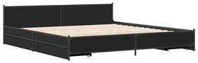 Estrutura de cama c/ gavetas 200x200 cm derivados madeira preto