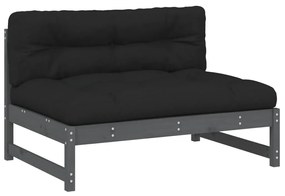 2 pcs conjunto lounge jardim c/ almofadões madeira maciça cinza