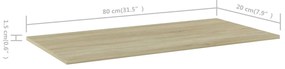 Prateleiras estante 4pcs 80x20x1,5cm contraplacado cor carvalho